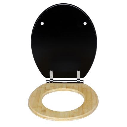 WENKO 25772100 - Сиденье для унитаза BAMBUZA 37x44 см черный/коричневый/глянцевый хром