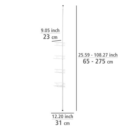 WENKO 26015100 - Кутова полиця DOLCEDO 31x230 cm нержавіюча сталь/білий
