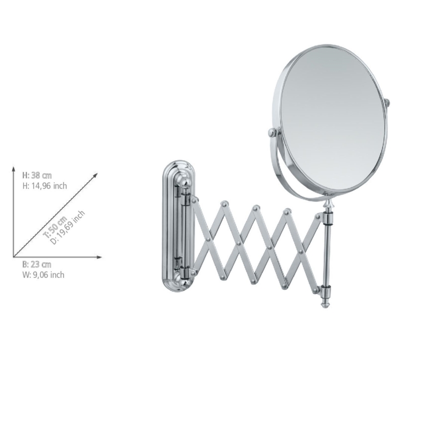 WENKO 3656241100 - Косметическое зеркало TELESCOPE DELUXE 23x38 см, глянцевый хром