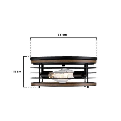 Westinghouse 61250 - Стельовий світильник ACKTON 2xE27/60W/230V barnwood