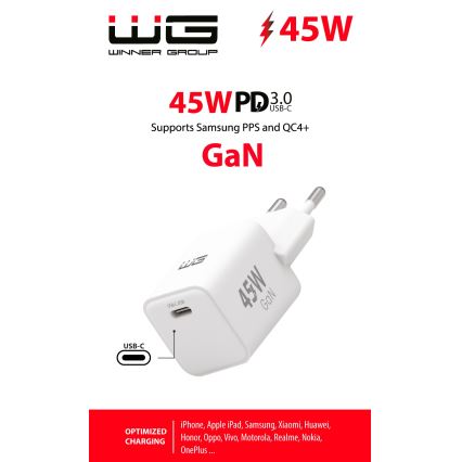 Winner Group - Адаптер зі швидкою зарядкою 1xUSB-C Power Delivery 45W білий