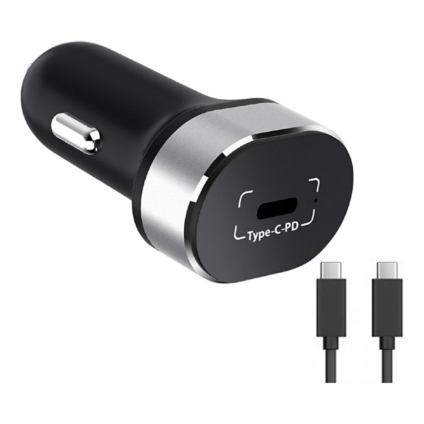 Winner Group - Автомобільний зарядний пристрій 1xUSB-C Power Delivery 20W + USB-кабель USB-C / USB-C 1 м чорний