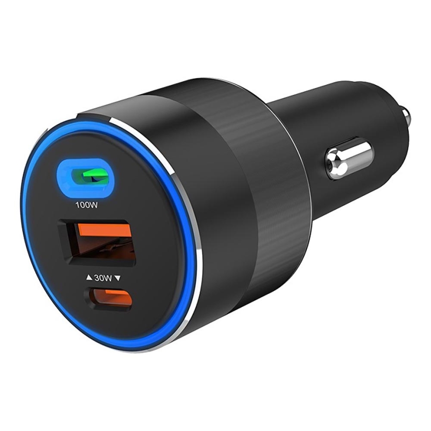 Winner Group - Автомобільний зарядний пристрій 2xUSB-C + 1xUSB-A Power Delivery 130W чорний