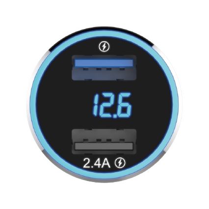 Winner Group - Автомобільний зарядний пристрій з дисплеєм 2xUSB-A Power Delivery 30W чорний