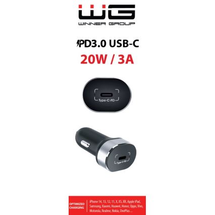 Winner Group - Автомобильное зарядное устройство 1xUSB-C Power Delivery 20W черный