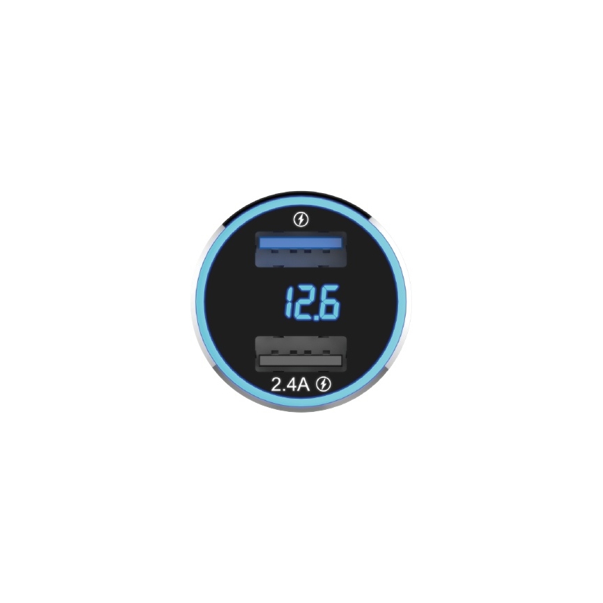 Winner Group - Автомобильное зарядное устройство с дисплей 2xUSB-A Power Delivery 30W черный