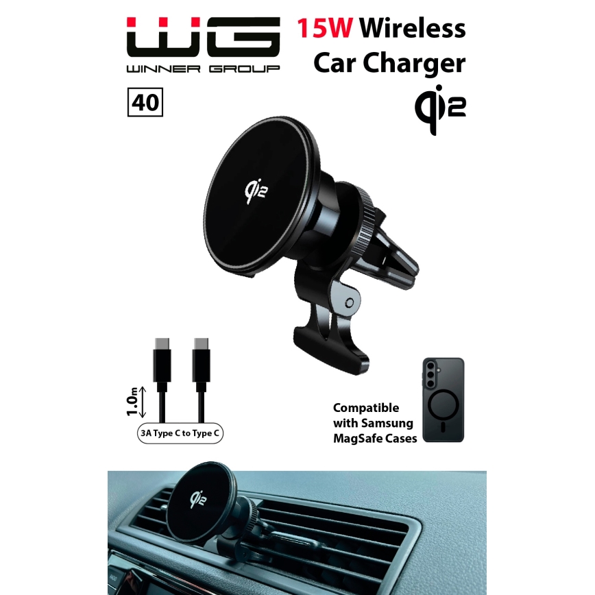 Winner Group - Беспроводное зарядное устройство и держатель для автомобиля 15W Qi2 MagSafe