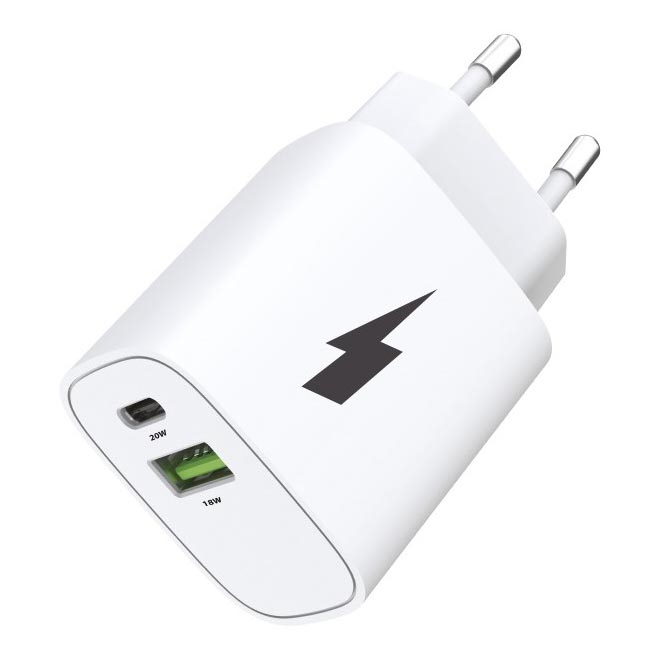 Winner Group - Блок быстрой зарядки 1xUSB-C + 1xUSB-A Power Delivery 20W белый