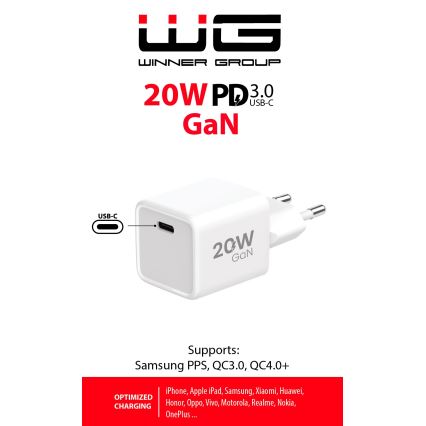 Winner Group - Блок быстрой зарядки 1xUSB-C Power Delivery 20W белый