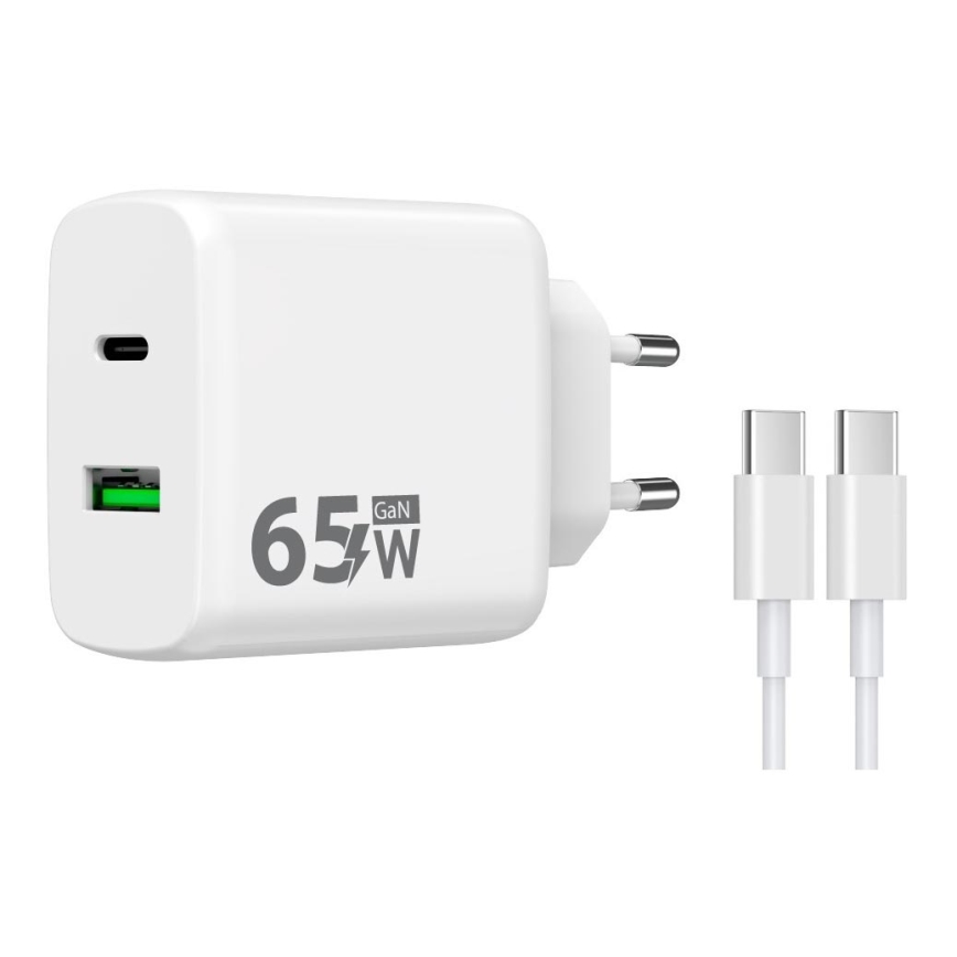 Winner Group - Блок быстрой зарядки 2xUSB PD 65W + USB-кабель USB-C / USB-C 1 м