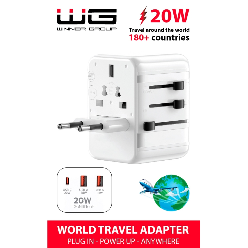 Winner Group - Дорожный для быстрой зарядки адаптер Power Delivery 20W белый