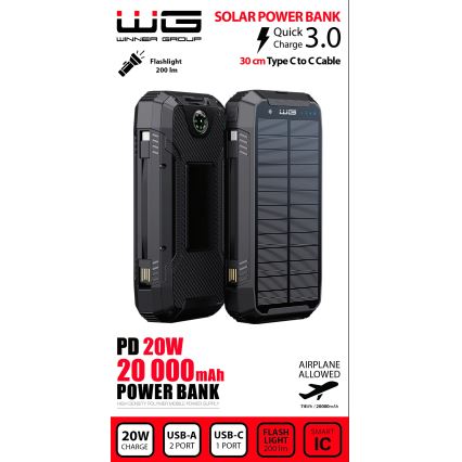 Winner Group - Повербанк с беспроводной зарядкой и солнечной панелью 20000 mAh 20W PD