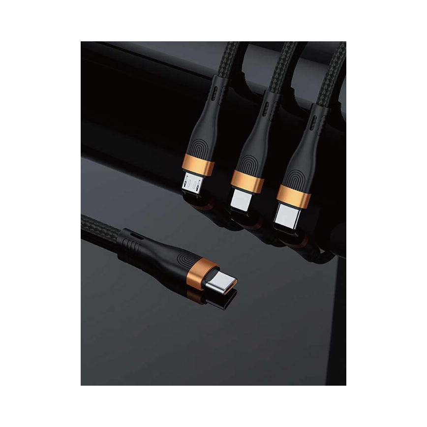 Winner Group -USB-кабель 3в1 USB-C / Lightning, USB-C и Micro USB 100W 1,5 м черный
