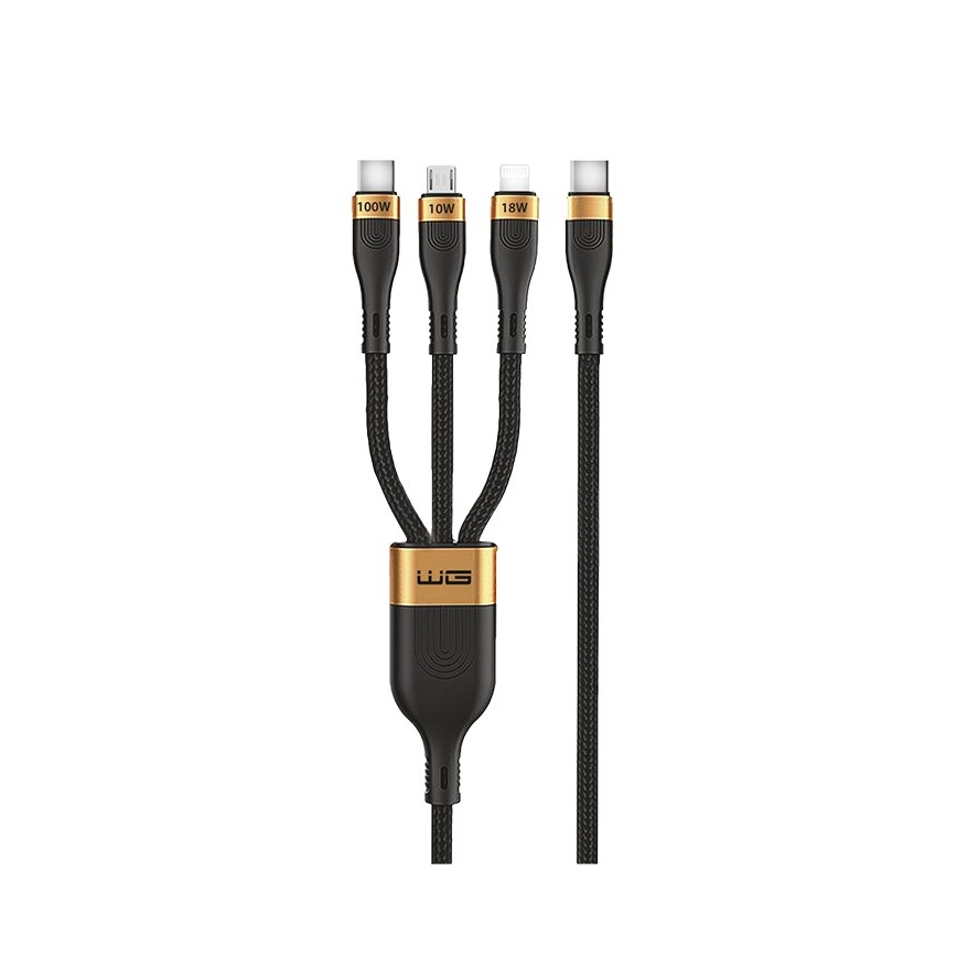 Winner Group -USB-кабель 3в1 USB-C / Lightning, USB-C и Micro USB 100W 1,5 м черный