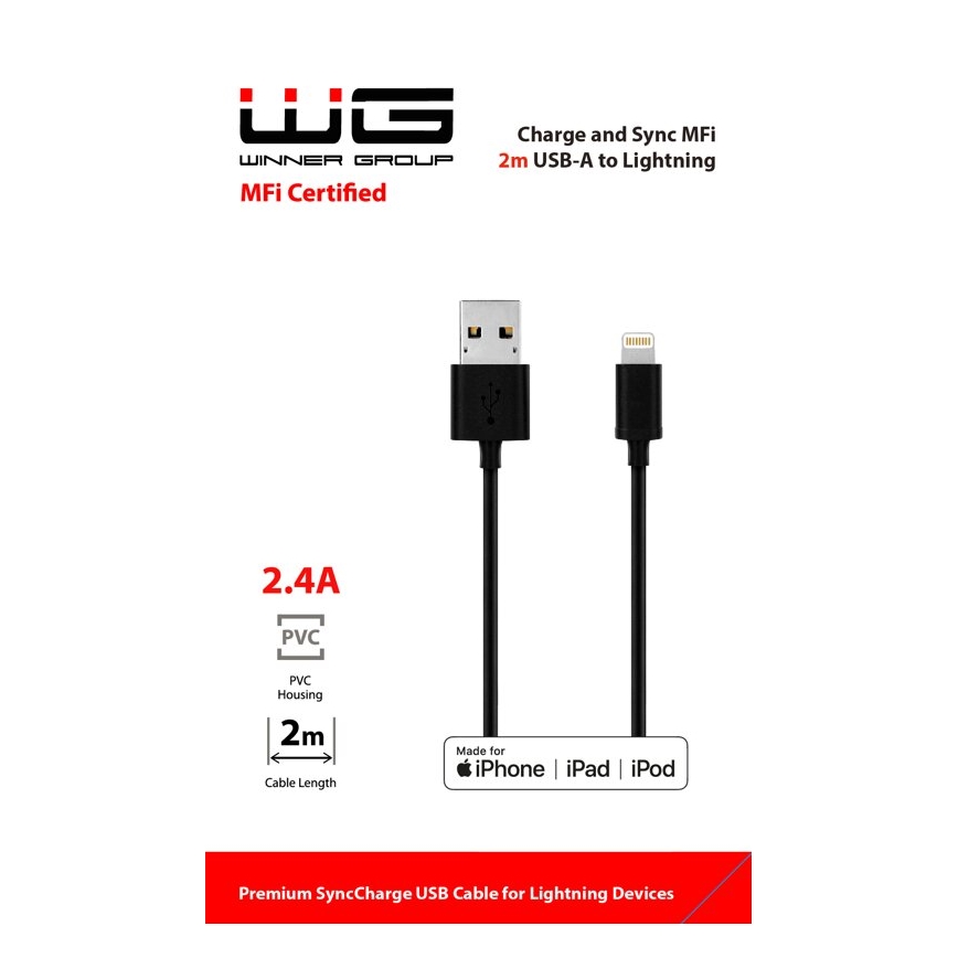 Winner Group - USB-кабель MFI Lightning / USB-A 2м чорний