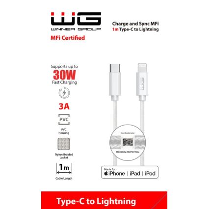 Winner Group - USB-кабель MFI Lightning / USB-C 1м білий