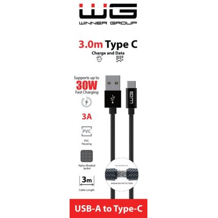 Winner Group - USB-кабель USB-C / USB-A 30W 3 м черный