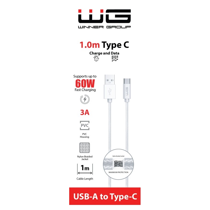 Winner Group - USB-кабель USB-C / USB-A 60W 1 м белый