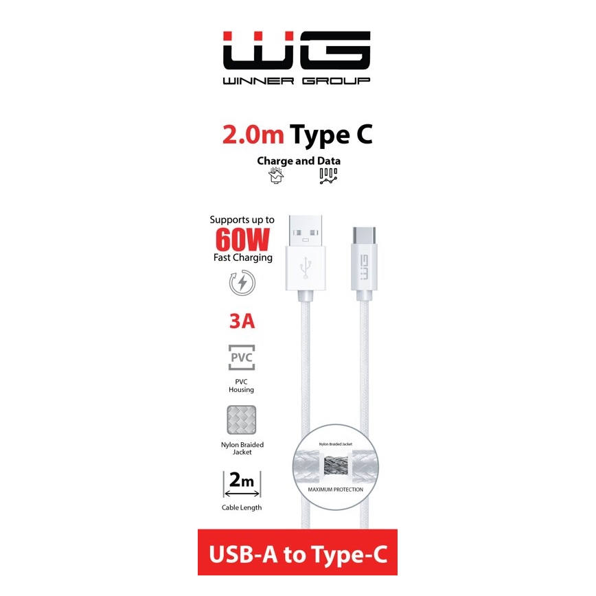 Winner Group - USB-кабель USB-C / USB-A 60W 2 м белый