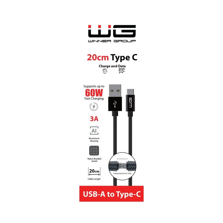Winner Group - USB-кабель USB-C / USB-A 60W 20 см черный