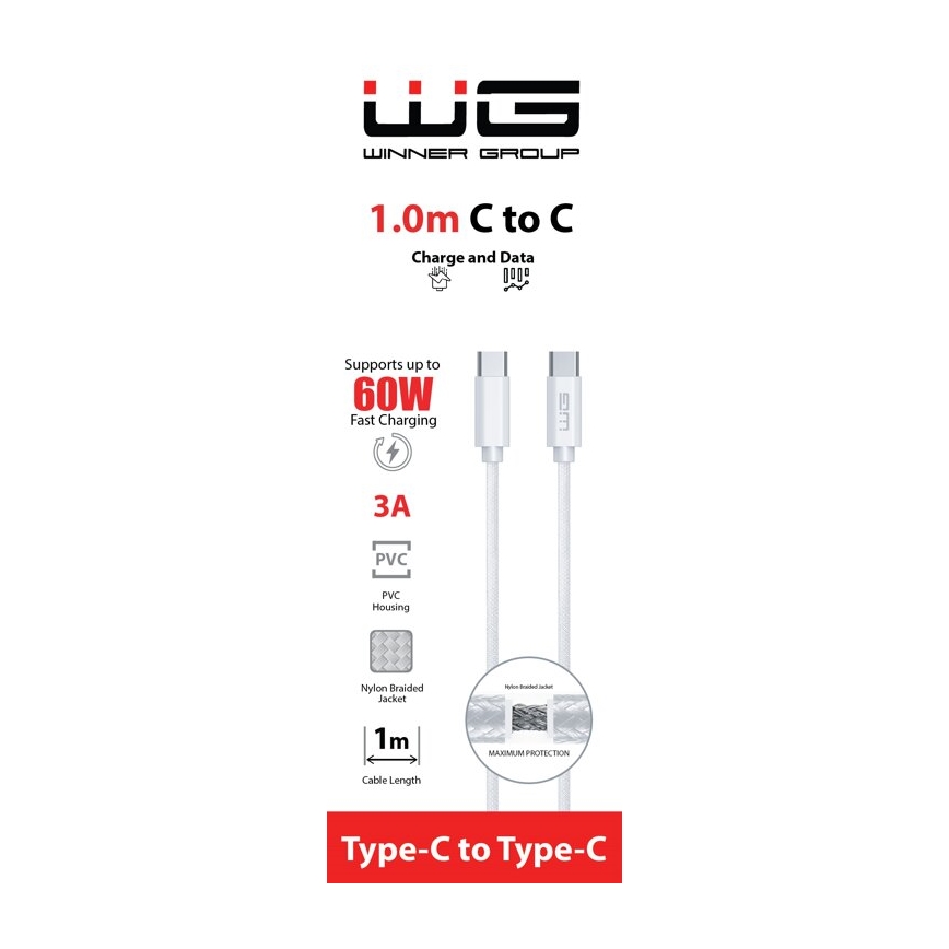 Winner Group - USB-кабель USB-C / USB-C 60W 1 м белый