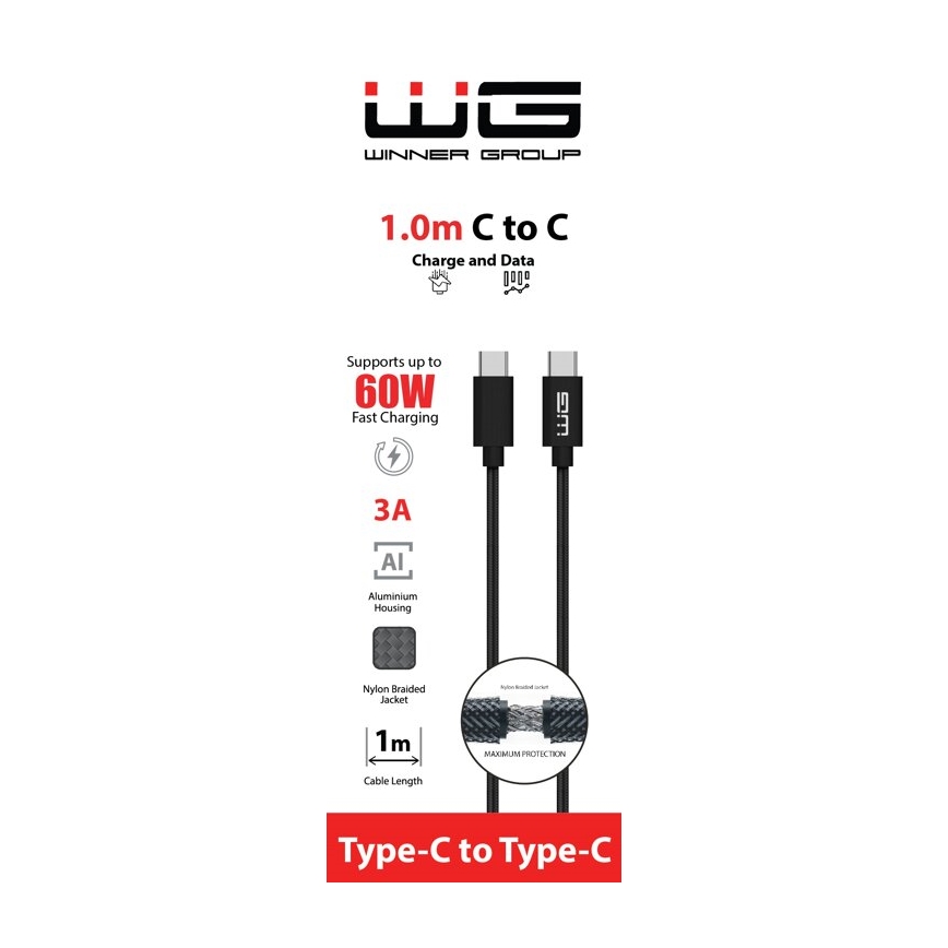 Winner Group - USB-кабель USB-C / USB-C 60W 1 м черный