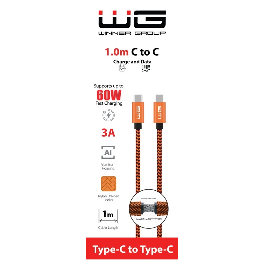 Winner Group - USB-кабель USB-C / USB-C 60W 1 м оранжевый