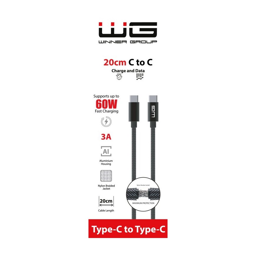 Winner Group - USB-кабель USB-C / USB-C 60W 20 см черный