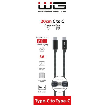 Winner Group - USB-кабель USB-C / USB-C 60W 20см чорний