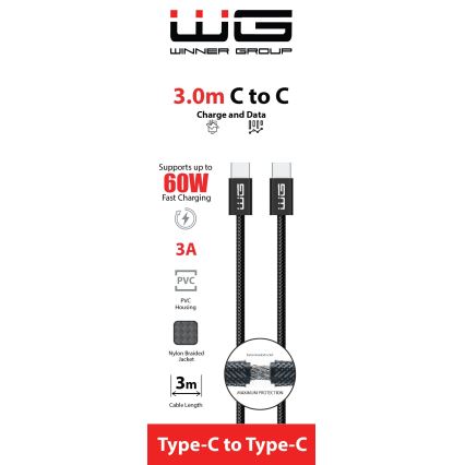 Winner Group - USB-кабель USB-C / USB-C 60W 3м чорний