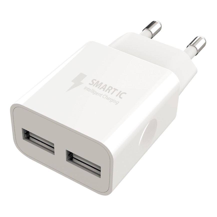 Winner Group - Зарядний адаптер 2xUSB-A 12W білий