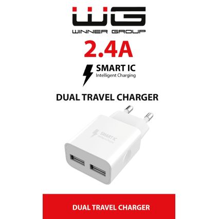 Winner Group - Зарядний адаптер 2xUSB-A 12W білий