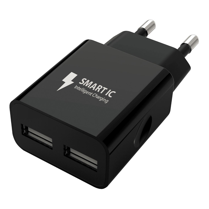 Winner Group - Зарядный адаптер 2xUSB-A 12W черный