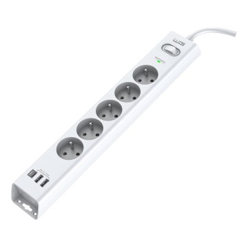 Winner Group - Защита от перенапряжения 5Z + 2xUSB-A + 1xUSB-C белый