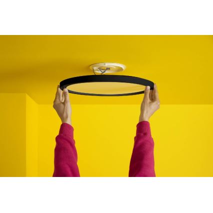 WiZ - Світлодіодний RGB регульований за яскравістю стельовий світильник SUPERSLIM LED/22W/230V 2700-6500K Wi-Fi чорний