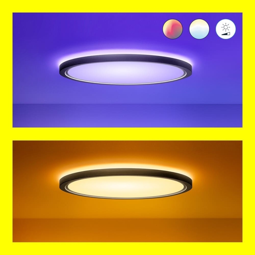 WiZ - Світлодіодний RGB регульований за яскравістю стельовий світильник SUPERSLIM LED/22W/230V 2700-6500K Wi-Fi чорний