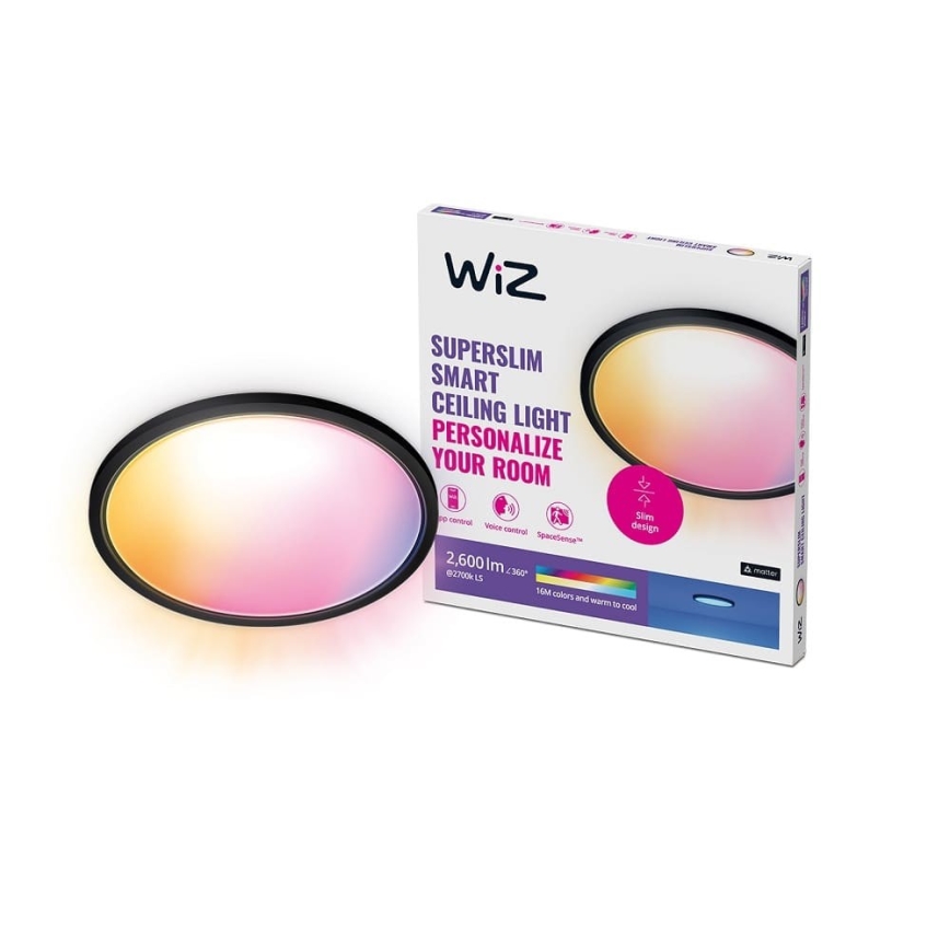 WiZ - LED RGB стельовий світильник з регулюванням яскравості SUPERSLIM LED/32W/230V 2700-6500K Wi-Fi чорний