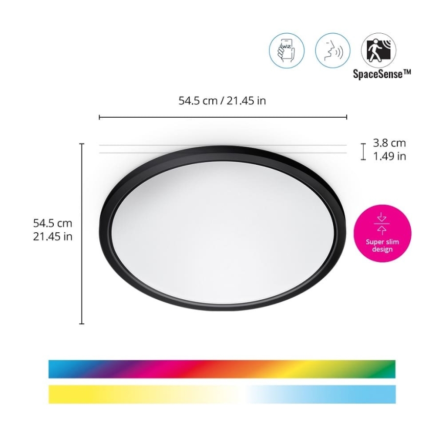 WiZ - LED RGB стельовий світильник з регулюванням яскравості SUPERSLIM LED/32W/230V 2700-6500K Wi-Fi чорний
