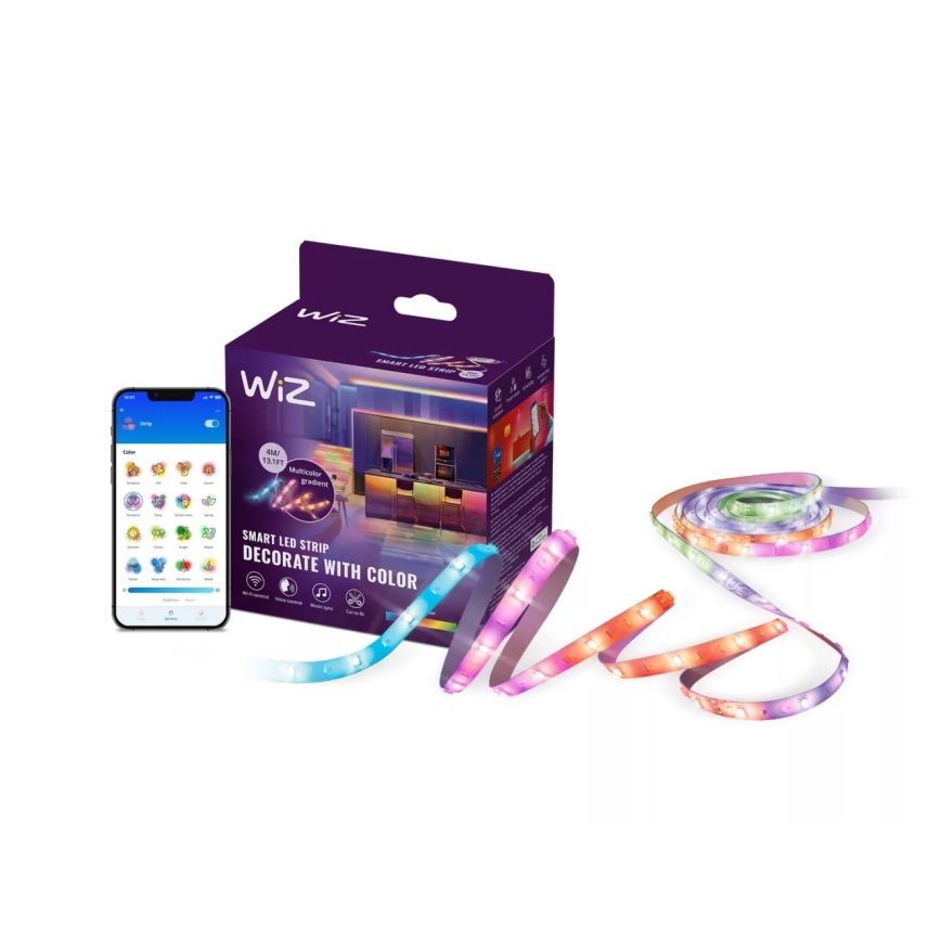 WiZ - LED RGBIC диммируемая светодиодная лента 4 м LED/10,2 Вт/5 В 2700-6500 К Wi-Fi