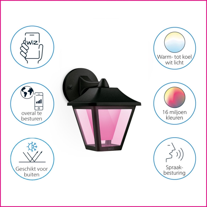 WiZ - LED RGBW Вуличний настінний світильник з регулюванням яскравості LED/9,5W/230V 2700-5000K IP44 Wi-Fi
