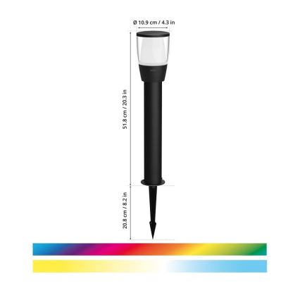 WiZ - LED RGBW з регулюванням яскравості вуличний лампа ELPAS LED/4,8W/12/230V 2700-5000K IP65 Wi-Fi