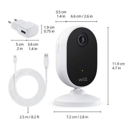 WiZ - Набір для домашнього моніторингу: 1x камера + 3x світлодіодна RGB лампа A60 E27/8,5W/230V Wi-Fi