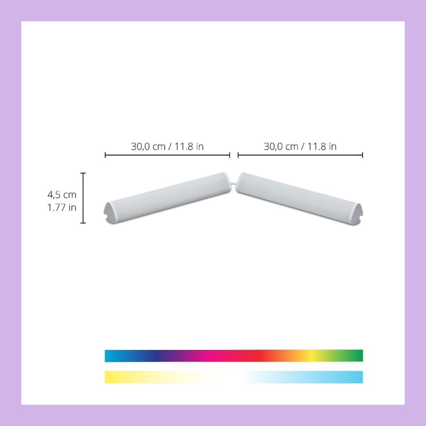 WiZ - НАБОР 2x Светодиодная RGBW-лампа с регулированием яркости BAR LED/5,5W/230V 2200-6500K Wi-Fi