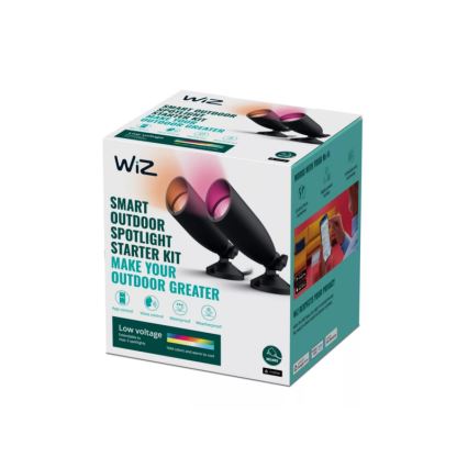 WiZ - НАБОР 2x Светодиодный уличный RGBW-светильник с регулированием яркости SPOT LED/10W/230V 2700-5000K IP65 Wi-Fi