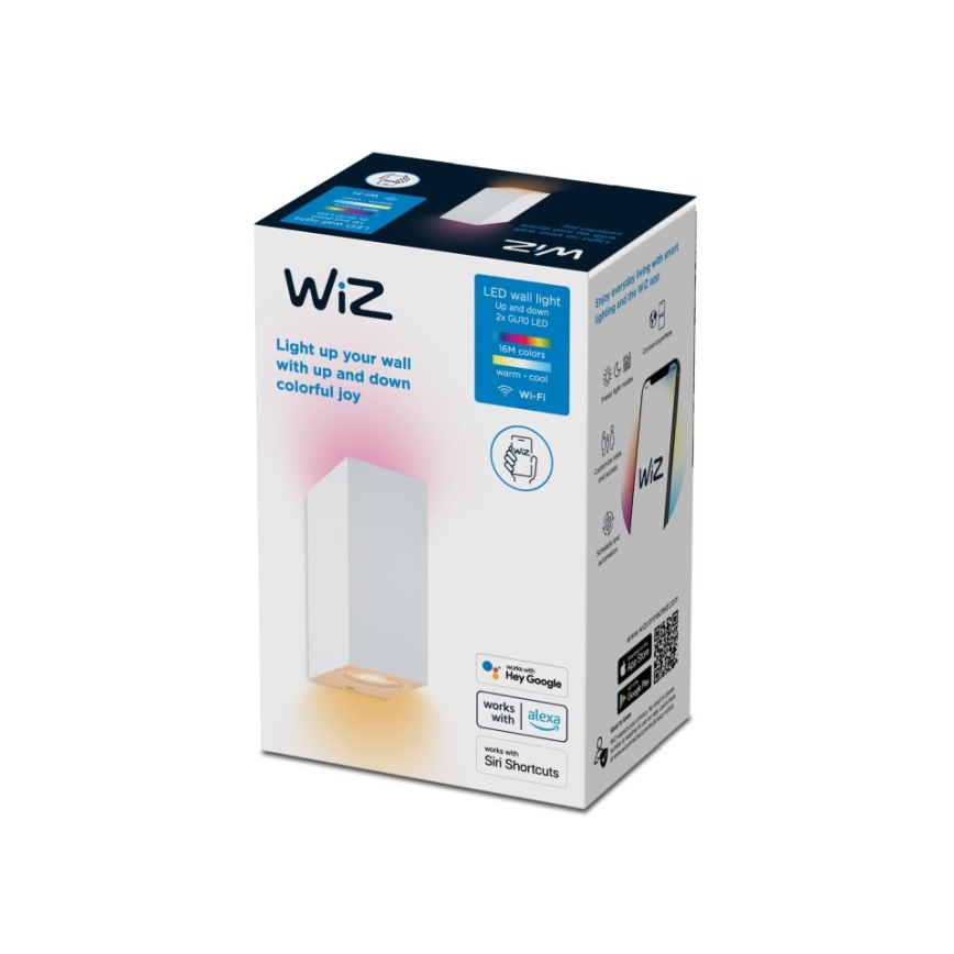 WiZ - Настінний LED RGBW світильник з регулюванням яскравості UP&DOWN 2xGU10/4,7W/230V 2200-6500K Wi-Fi CRI 90 білий