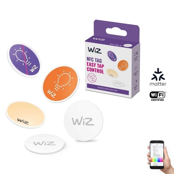 WiZ - NFC Самоклеюча бирка для керування освітленням 4 шт.