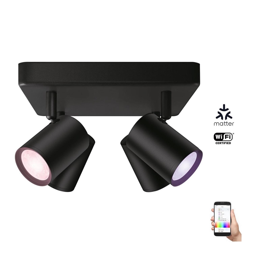 WiZ - RGBW Точковий LED світильник з регулюванням яскравості IMAGEO 4xGU10/4,9W/230V 2200-6500K Wi-Fi CRI 90 чорний