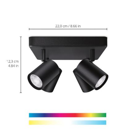 WiZ - RGBW Точковий LED світильник з регулюванням яскравості IMAGEO 4xGU10/4,9W/230V 2200-6500K Wi-Fi CRI 90 чорний