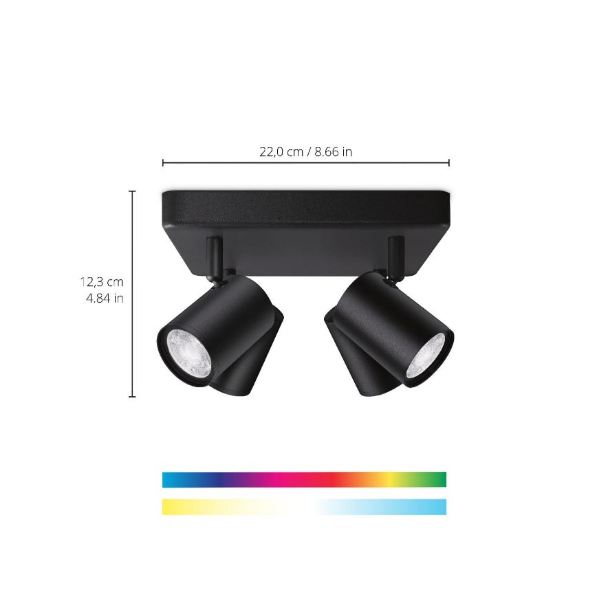WiZ - RGBW Точковий LED світильник з регулюванням яскравості IMAGEO 4xGU10/4,9W/230V 2200-6500K Wi-Fi CRI 90 чорний