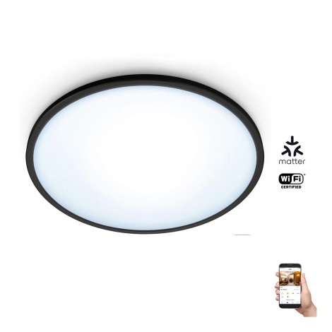 WiZ - Стельовий світлодіодний світильник з регулюванням яскравості SUPERSLIM LED/14W/230V 2700-6500K Wi-Fi чорний